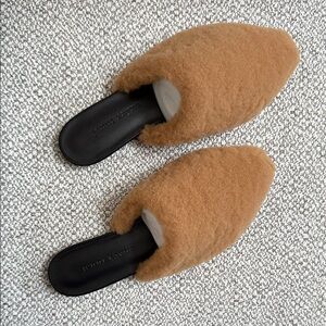 Jenni Kayne Shearling Tan Slip-On Women's Shoes